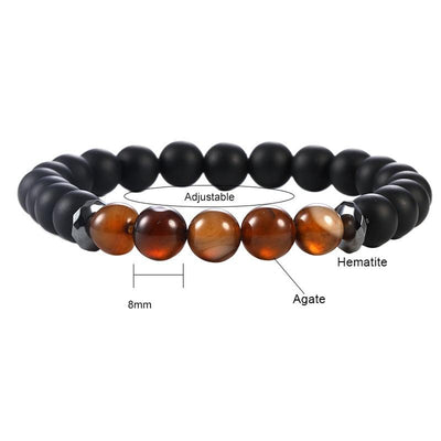 Pulsera A de ónix esmerilado y ágata de Brasil (bolas de 7-8 mm)