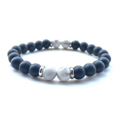 Pulsera de ónix esmerilado y howlita A (bolas de 7-8 mm)
