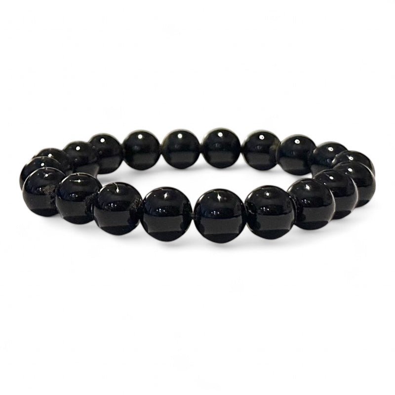 Bracelet onyx noir Brésil A (boules 10mm) - La Boite à Cailloux