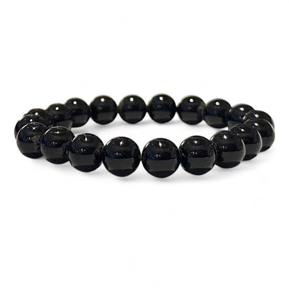 Bracelet onyx noir Brésil A (boules 10mm) - La Boite à Cailloux