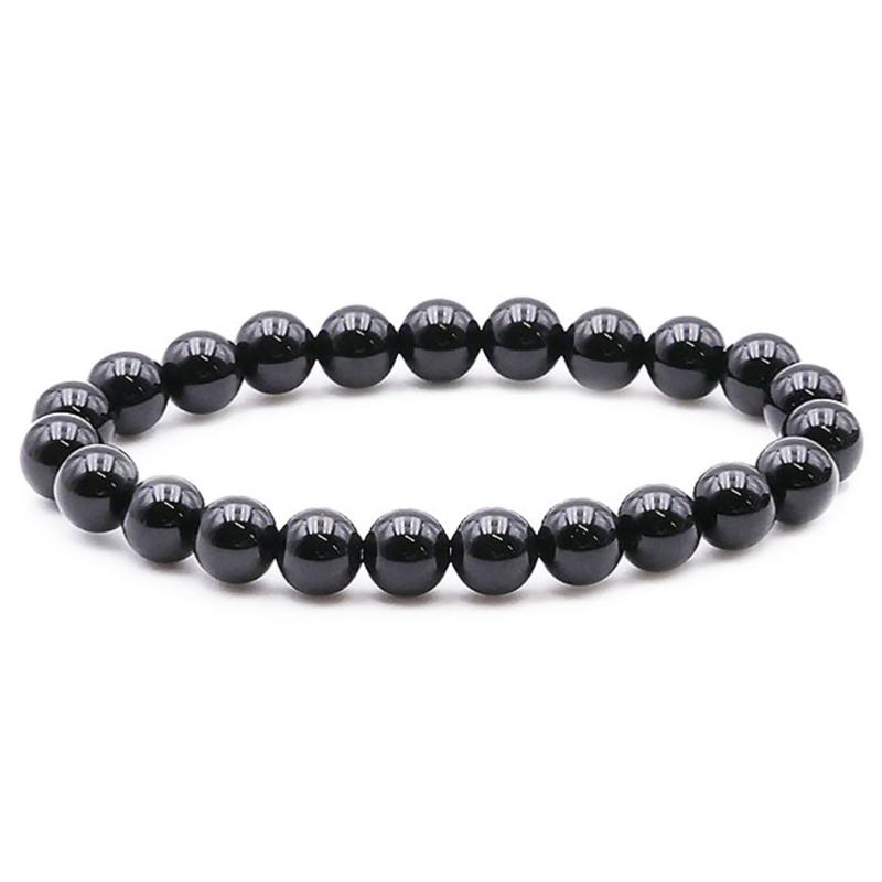 Bracelet onyx noir Brésil A (boules 7 - 8mm) - La Boite à Cailloux