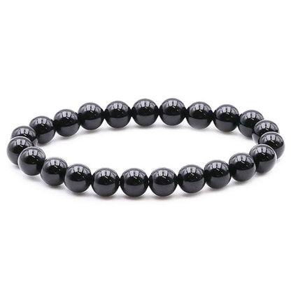 Bracelet onyx noir Brésil A (boules 7 - 8mm) - La Boite à Cailloux