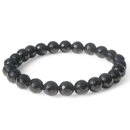 Bracelet onyx noir Brésil A (perles facettées 7 - 8mm) - La Boite à Cailloux
