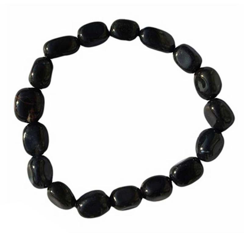 Bracelet onyx noir Brésil A (pierres roulées 10 - 12mm) - La Boite à Cailloux
