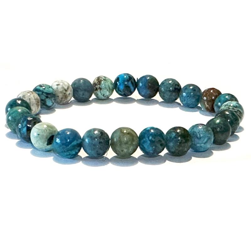 Bracelet opale bleue des Andes A (boules 7 - 8mm) - La Boite à Cailloux