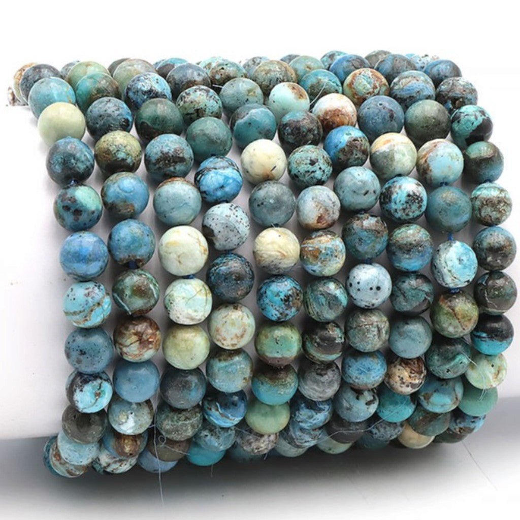 Bracelet opale bleue des Andes A (boules 7-8mm) - La Boite à Cailloux