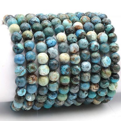 Bracelet opale bleue des Andes A (boules 7-8mm) - La Boite à Cailloux