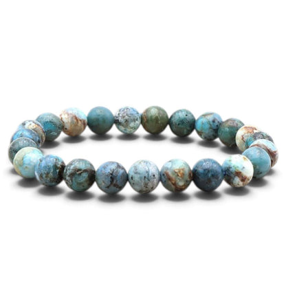 Bracelet opale bleue des Andes A (boules 7-8mm) - La Boite à Cailloux