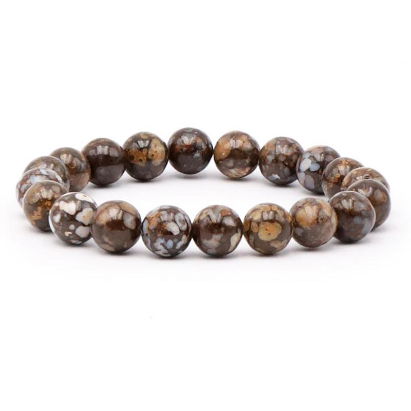 Bracelet opale brune Madagascar A (boules 10mm) - La Boite à Cailloux