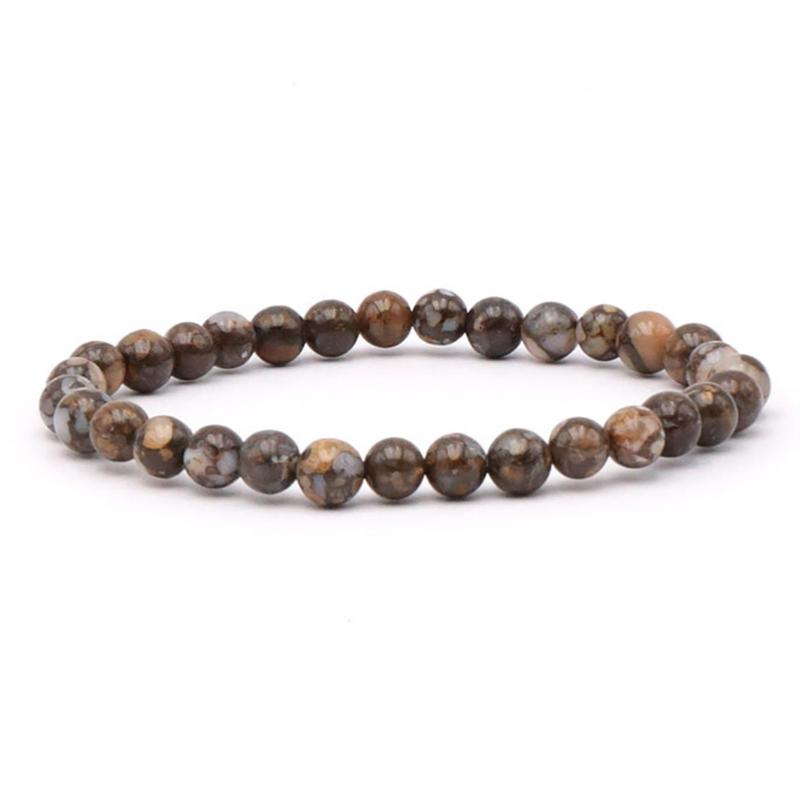 Bracelet opale brune Madagascar A (boules 5 - 6mm) - La Boite à Cailloux