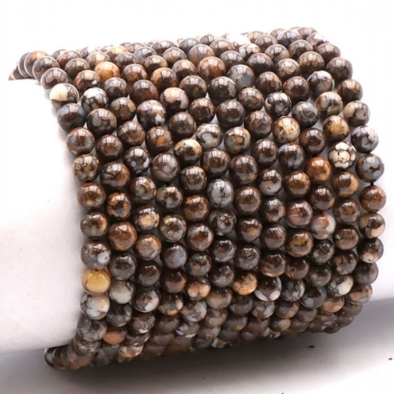 Bracelet opale brune Madagascar A (boules 5 - 6mm) - La Boite à Cailloux