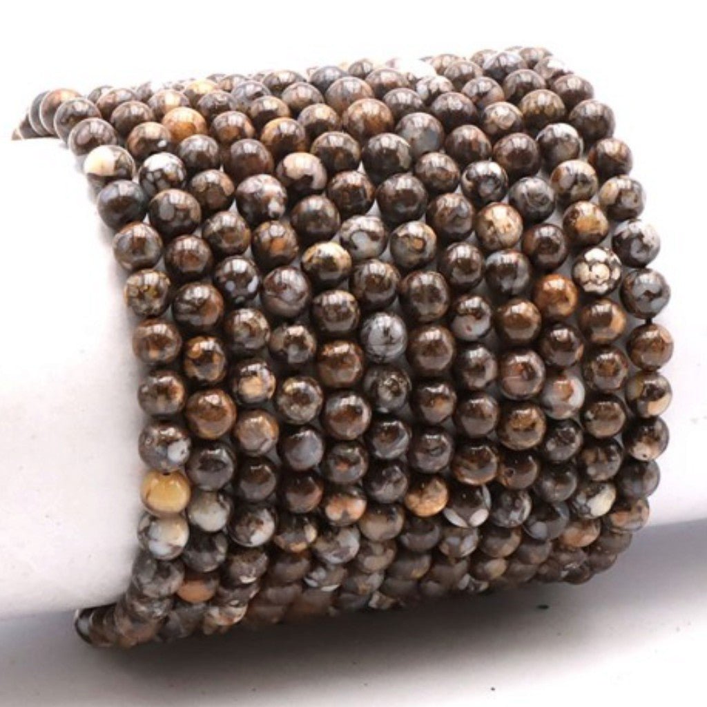 Bracelet opale brune Madagascar A (boules 7-8mm) - La Boite à Cailloux