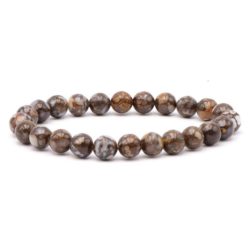 Bracelet opale brune Madagascar A (boules 7 - 8mm) - La Boite à Cailloux