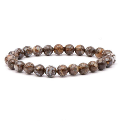 Bracelet opale brune Madagascar A (boules 7 - 8mm) - La Boite à Cailloux
