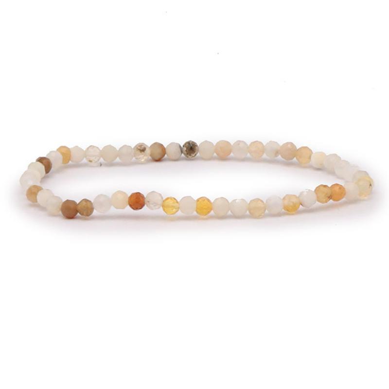 Bracelet opale de feu Mexique A (perles facettées 3 - 4mm) - La Boite à Cailloux