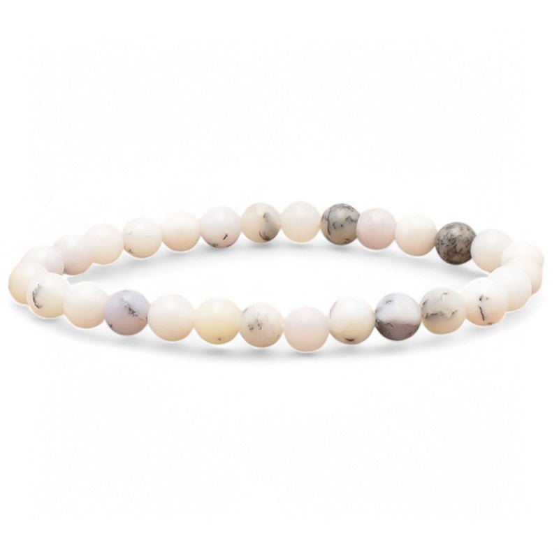 Bracelet opale dentrite Etats - Unis A (boules 5 - 6mm) - La Boite à Cailloux