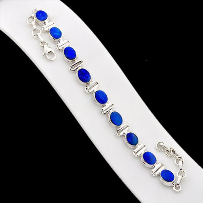 Bracelet opale doublet Australie AAA argent 925 - La Boite à Cailloux