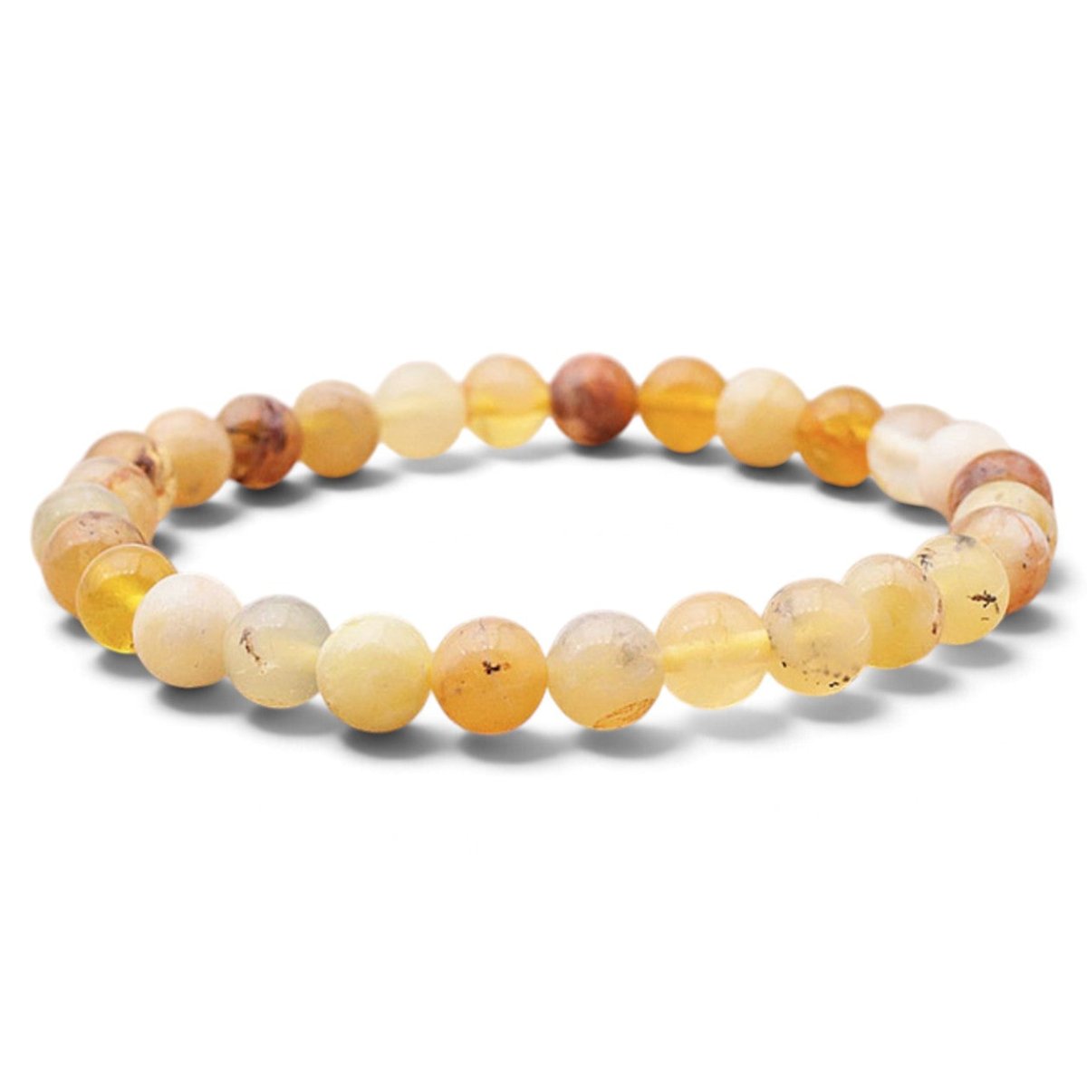 Bracelet opale jaune Mexique A (boules 5-6mm) - La Boite à Cailloux