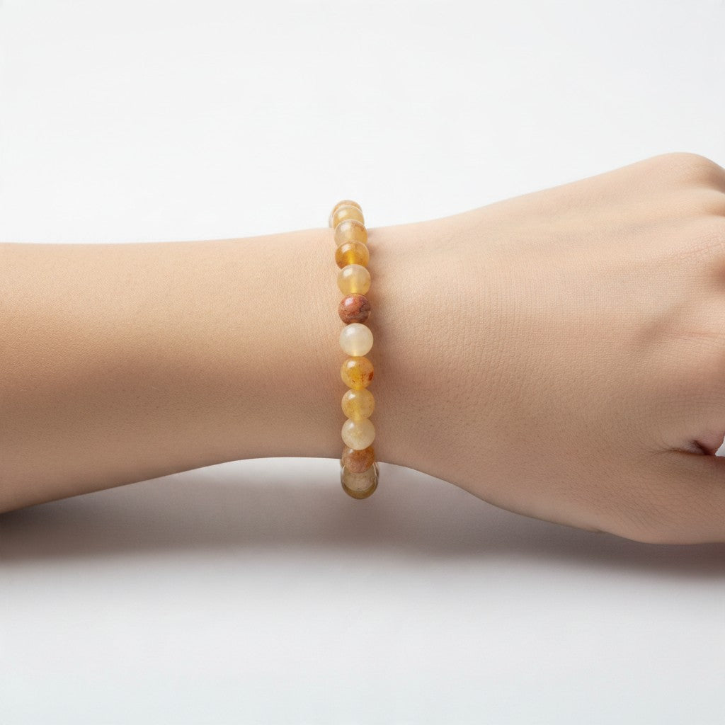 Bracelet opale jaune Mexique A (boules 5-6mm) - La Boite à Cailloux