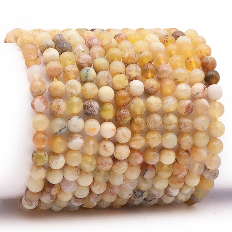 Bracelet opale jaune Mexique A (boules 5 - 6mm) - La Boite à Cailloux