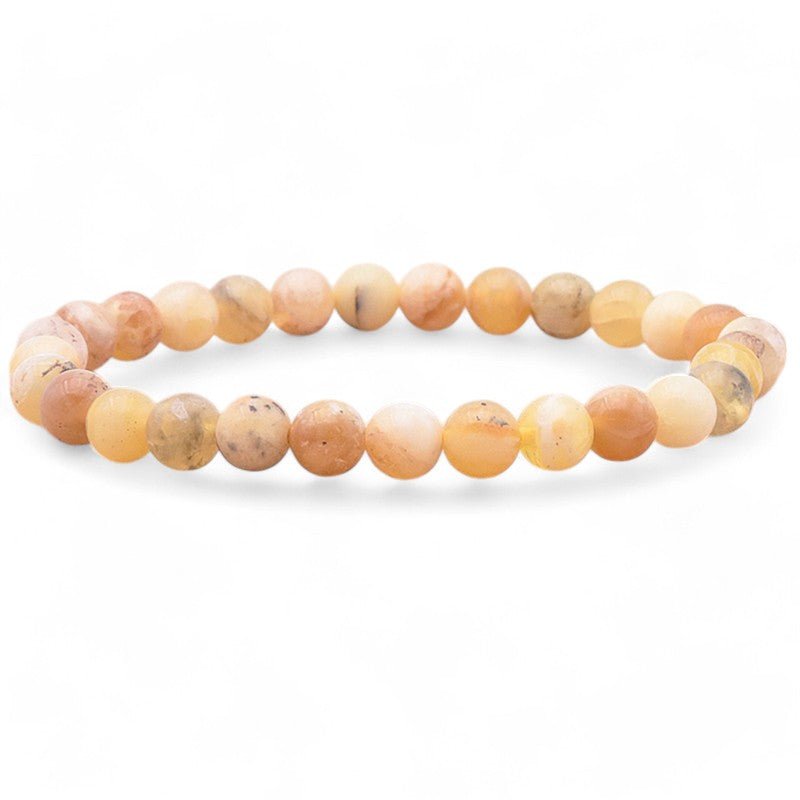 Bracelet opale jaune Mexique A (boules 5 - 6mm) - La Boite à Cailloux