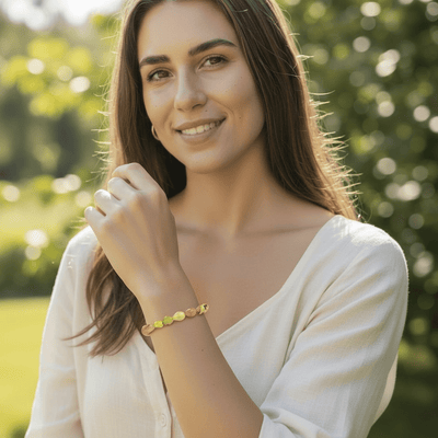 Bracelet opale jaune Mexique A (grains 5-7mm)