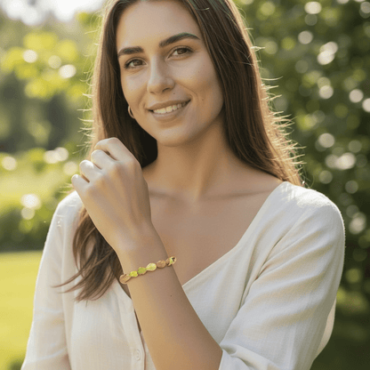 Bracelet opale jaune Mexique A (grains 5 - 7mm) - La Boite à Cailloux