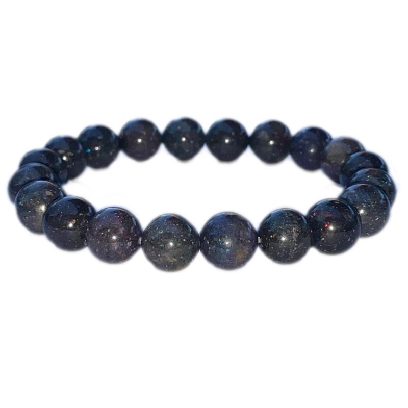 Bracelet opale noire Australie A (boules 10mm) - La Boite à Cailloux