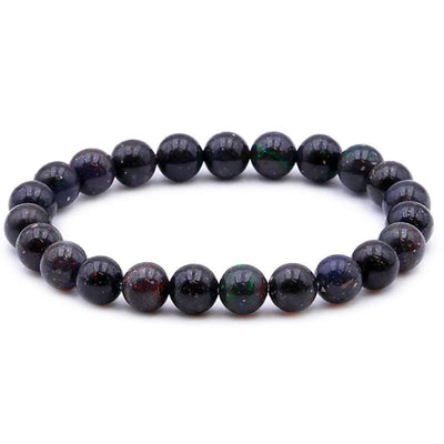 Pulsera de ópalo negro australiano AB (bolas de 7-8 mm)