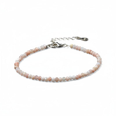 Bracelet opale rose perles facettées argent 925