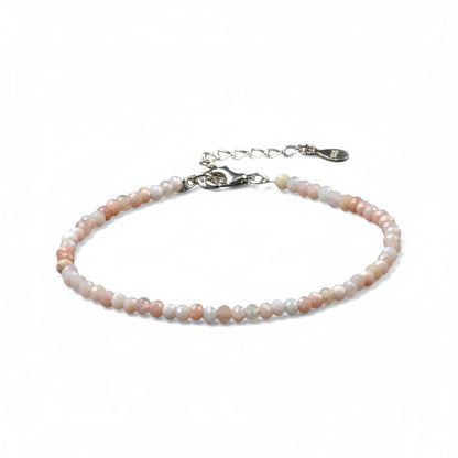 Bracelet opale rose perles facettées argent 925 - La Boite à Cailloux