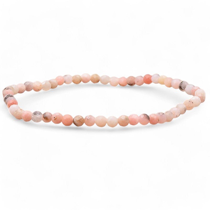 Bracelet opale rose Pérou A (perles facettées 3 - 4mm) - La Boite à Cailloux