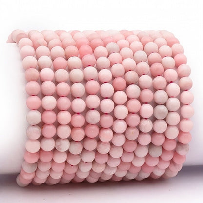 Bracelet opale rose Pérou AA (boules 5 - 6mm) - La Boite à Cailloux