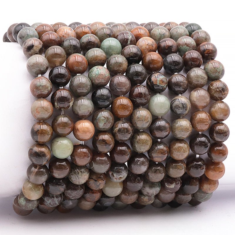Bracelet opale verte Madagascar A (boules 7 - 8mm) - La Boite à Cailloux