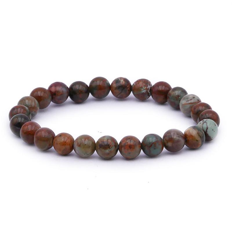 Bracelet opale verte Madagascar A (boules 7 - 8mm) - La Boite à Cailloux