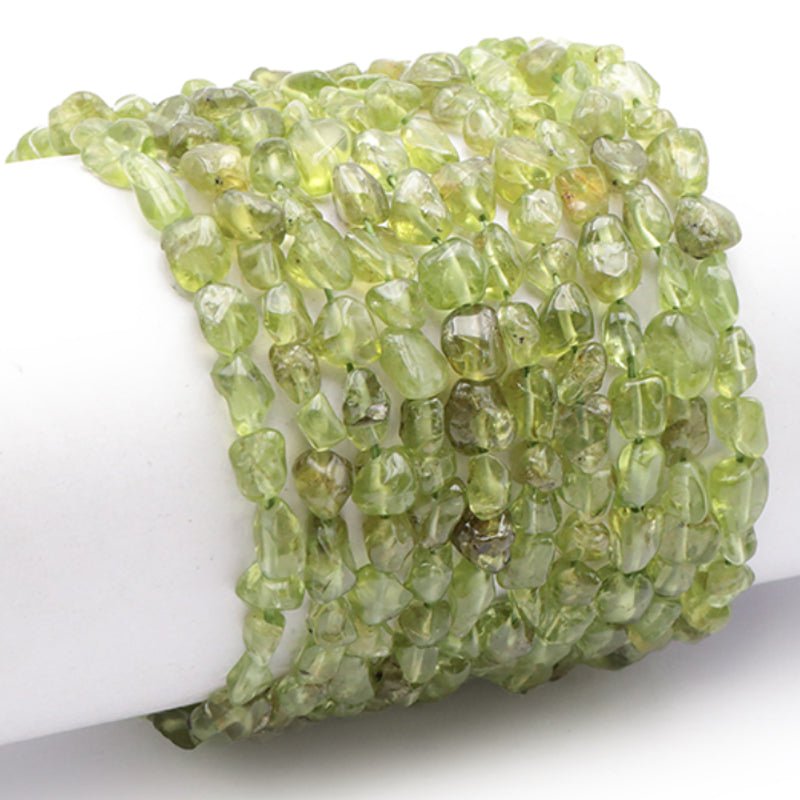 Bracelet péridot Inde A+ (grains 5 - 7mm) - La Boite à Cailloux