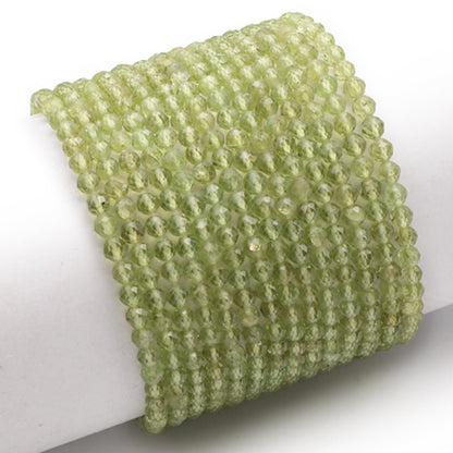 Bracelet péridot Inde A+ perles facettées 3 - 4mm - La Boite à Cailloux