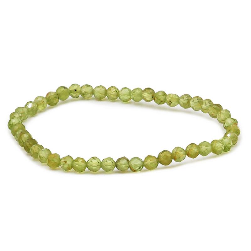 Bracelet péridot Inde A+ perles facettées 3 - 4mm - La Boite à Cailloux