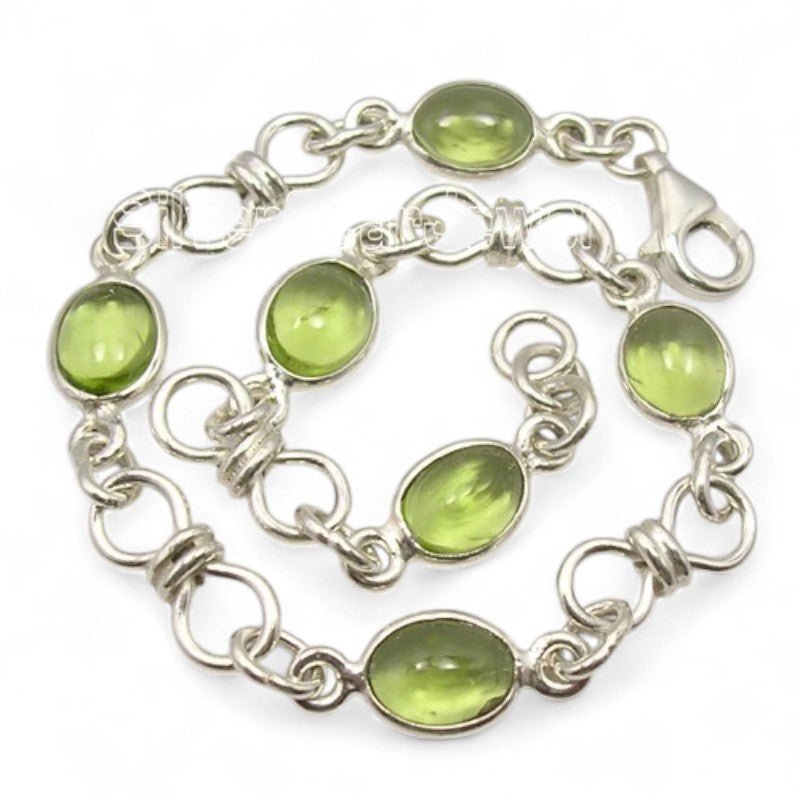Bracelet péridot Inde AA argent 925 - La Boite à Cailloux