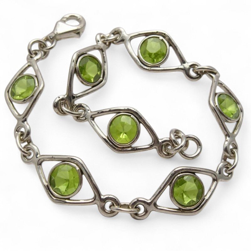 Bracelet péridot Inde AA argent 925 - La Boite à Cailloux