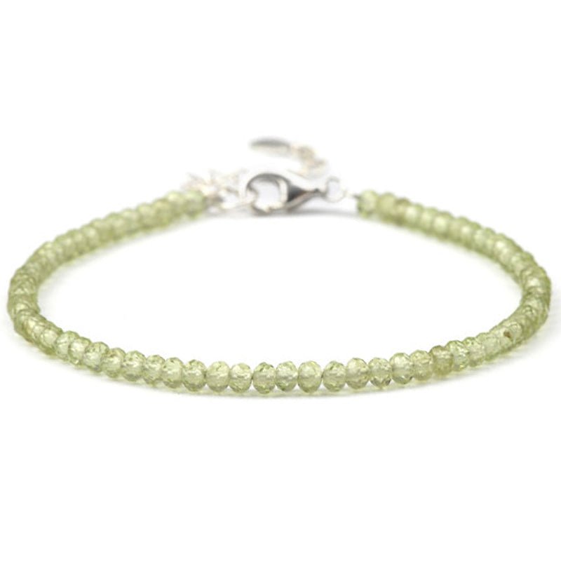 Bracelet péridot Inde AA perles facettées argent 925 - La Boite à Cailloux