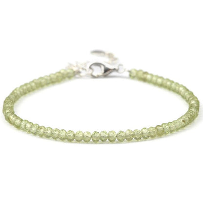 Bracelet péridot Inde AA perles facettées argent 925 - La Boite à Cailloux