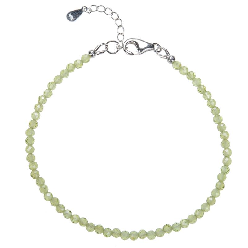 Bracelet péridot Inde AA perles facettées argent 925 - La Boite à Cailloux