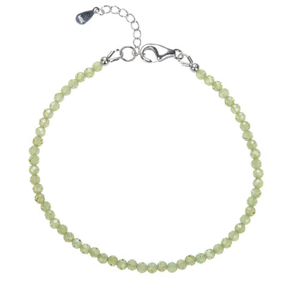Pulsera de peridoto indio con cuentas facetadas AA en plata 925
