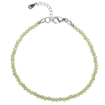 Bracelet péridot Inde AA perles facettées argent 925 - La Boite à Cailloux