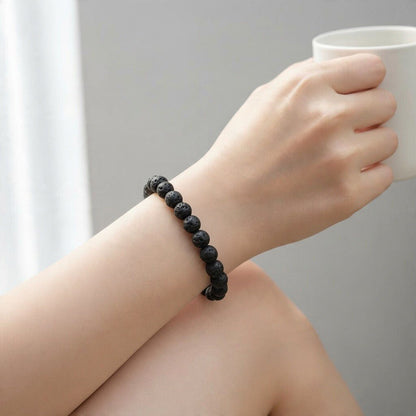 Bracelet pierre de lave Chine A (boules 5-6mm) - La Boite à Cailloux