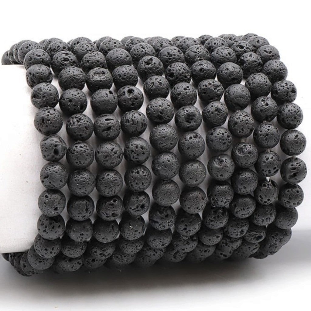 Bracelet pierre de lave Chine A (boules 7-8mm) - La Boite à Cailloux