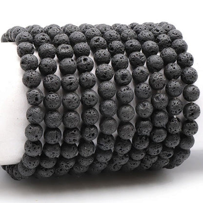 Bracelet pierre de lave Chine A (boules 7-8mm) - La Boite à Cailloux