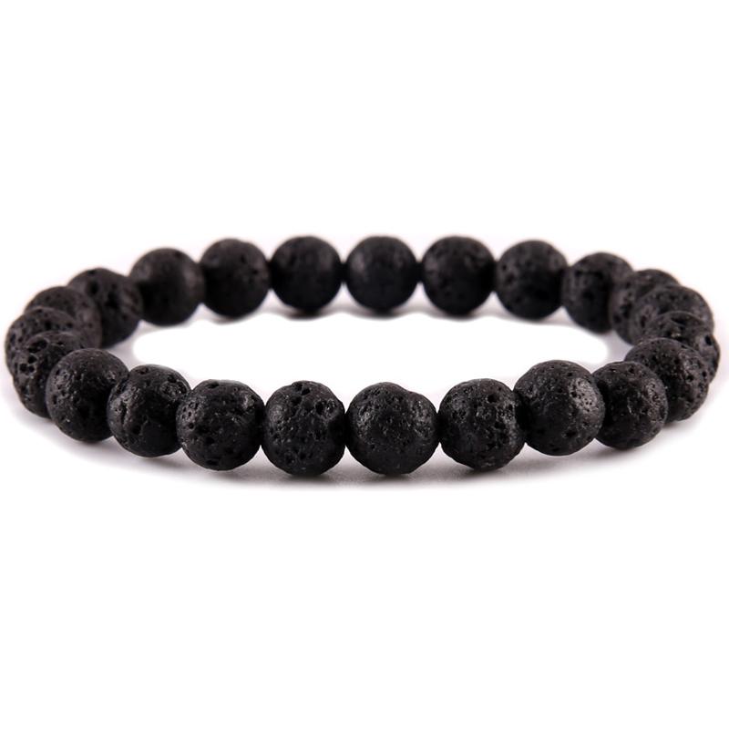 Bracelet pierre de lave Chine AB (boules 7 - 8mm) - La Boite à Cailloux