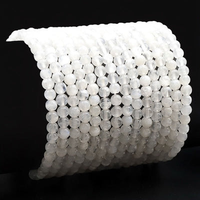 Bracelet pierre de lune arc en ciel Inde A (péristérite) boules 3-4mm
